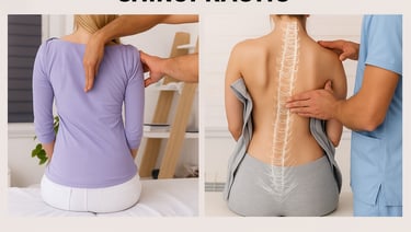 Bed posture while working at a desk leading to upper back pain.