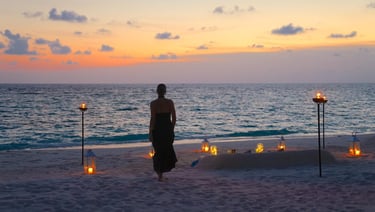 Raffles Maldives private beach dinner