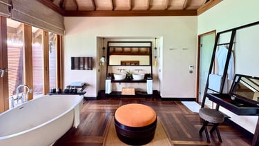 Ayada Maldives sunset ocean suite with pool bathroom