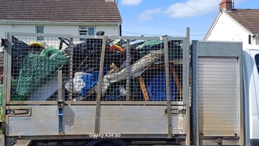 Collected household and garden waste loaded onto Hilton’s Rubbish Removals van in Worcester 