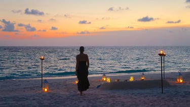 Raffles Maldives private beach dinner