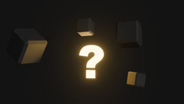 3D render image showing a glowing questionmark