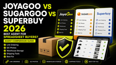JoyaGoo vs Sugargoo vs Superbuy comparison for spreadsheet buyers covering QC photos storage and int