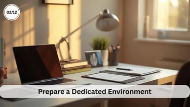 Clean minimal study desk setup designed to switch the brain into focus mode.