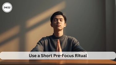 Student doing a short breathing ritual to shift the brain into study focus mode.