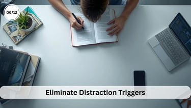 Phone kept away from study desk to cut distractions and boost focus mode.