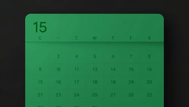 A minimalist technical calendar UI showing available 15-minute time slots in an emerald green monospace theme, clean dark background, sharp edge-lighting, macro focus.