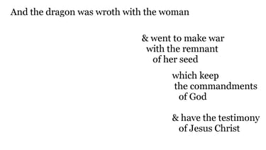 And the dragon was wroth with the woman, & went to make war with the remnant of her seed, which keep