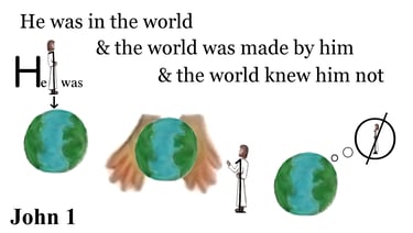 John 1:10 He was in the world, and the world was made by him, and the world knew him not.