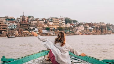 Evening time Ghats Boat View