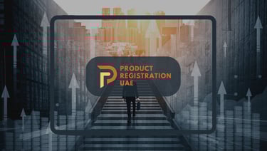 Product Registration UAE Logo with business growth background