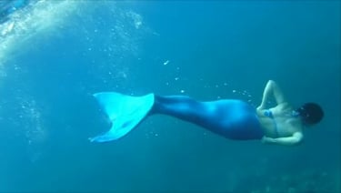 Mermaid woman swimming in the ocean
