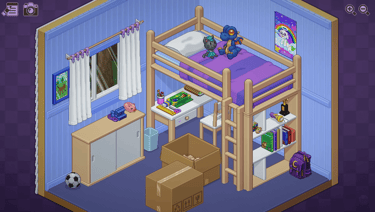 Niveau de la chambre d'enfant du jeu vidéo Unpacking