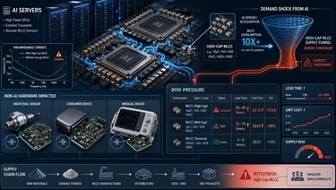 AI server racks and accelerator boards consuming large quantities of high-capacitance MLCC capacitor