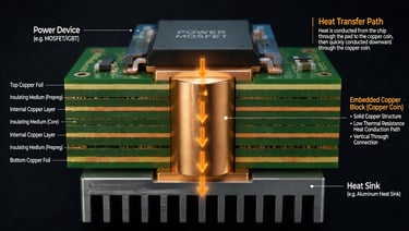 Heat transfer in power circuit PCB