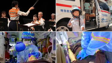 堺市消防局の救急医療週間イベントで、消防音楽隊の演奏や救急車見学、救急救命体験などの様子を伝える画像｜堺市のニュースならサカイタイムズ
