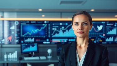 Banner de marketing digital com elementos tecnológicos.