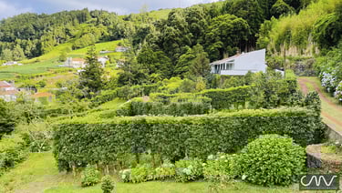 Vista da propriedade onde implantou o chalé miradouro do vale