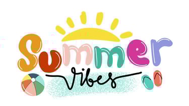 The image shows the inscription Summer vibes written in various colors.