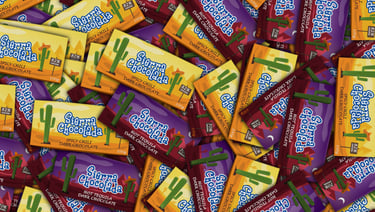 Chocolate bars scattered