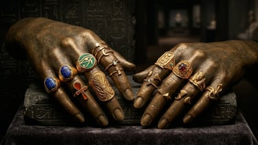 Ancient Egyptian inspired gold finger rings and artistic knuckle jewelry design