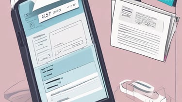 An illustration showing a simplified GST filing process on a mobile device.