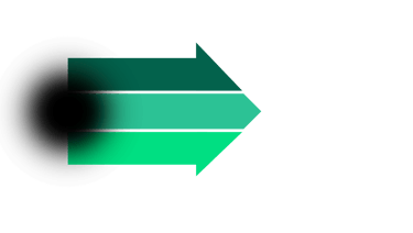A green gradient arrow infographic with three horizontal segments pointing right on a black background.