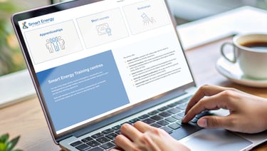 On-brand digital visuals for Smart Energy Training website, logo and brand redesign