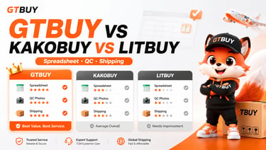 GTBUY vs Kakobuy vs Litbuy comparison covering spreadsheet finds, QC photos, and shipping workflow