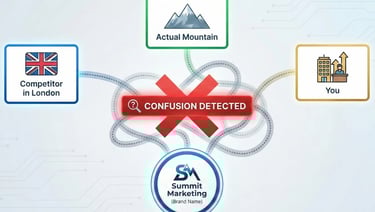 AI entity resolution failure: brand name confusingly linked to multiple different entities