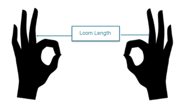Illustration of hand position for loom width