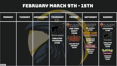 Crow's Nest Events Schedule March 9th - 15th, 2026