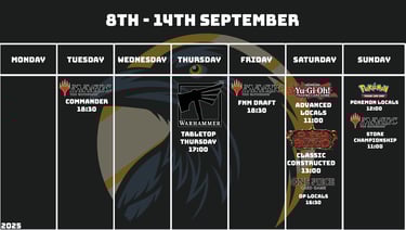 Crow's Nest Events Scheduly September 8th - September 14th, 2025
