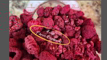 A bowl of thrive freeze-dried raspberries for step-by-step freezer jam recipe
