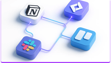 Integrações com Notion, Slack, Jira, Trello, Confluence, Figma