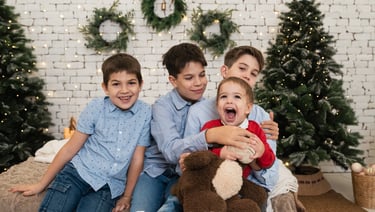 karácsonyi fotózás stúdió család gyerek