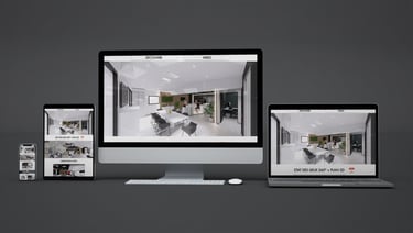 Page web de vente sur plan 3D montrant des volumes architecturaux