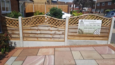 Premium lattice curved top fence with concrete gravel board & posts Romford - Hornchurch - Brentwood