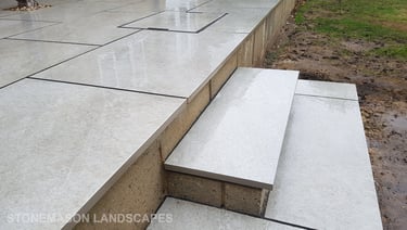 Raised Hammerstone Porcelain Grey Elevated Patio & Steps