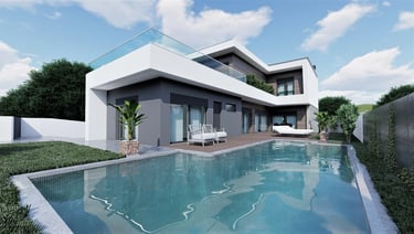 Projeto para moradia em Sintra. Imagem do modelo tridimensional da Arquitetura.