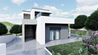 Projeto para moradia em Sintra. Imagem do modelo tridimensional da Arquitetura.