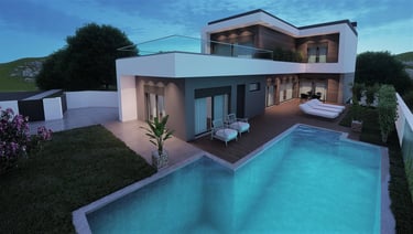 Projeto para moradia em Sintra. Imagem do modelo tridimensional da Arquitetura.