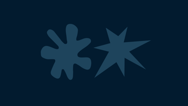 two people are standing in front of a dark blue background