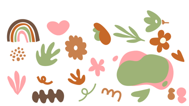 a bunch of flowers and a rainbow - colored background