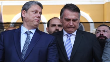 Tarcisio e Bolsonaro em close