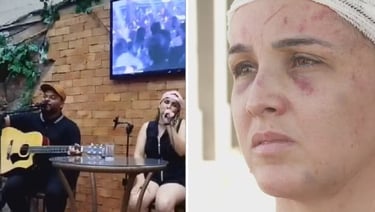 Montagem de Deivide Prudêncio e Eliana Silveira, mostrando a cantora machucada.