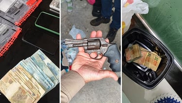 a man holding a gun and a gun in his hand