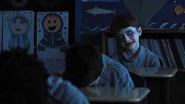 a person with a creepy face and a creepy face