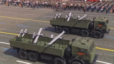 a military vehicle with multiple missiles on it
