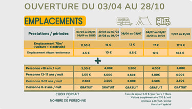 tarif camping 2026 Sarzeau